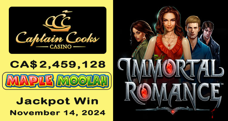 Maple Moolah Jackpot Winner at Captain Cooks Casino